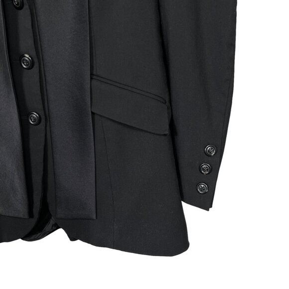 Irene Van RYB Blazer Womens 40 US 8 Black Satin Collar Wool Blend Three Button - Picture 7 of 11